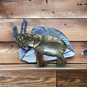 Vintage Coronet Elephant Pin Brooch Gold Silver‎ Tone